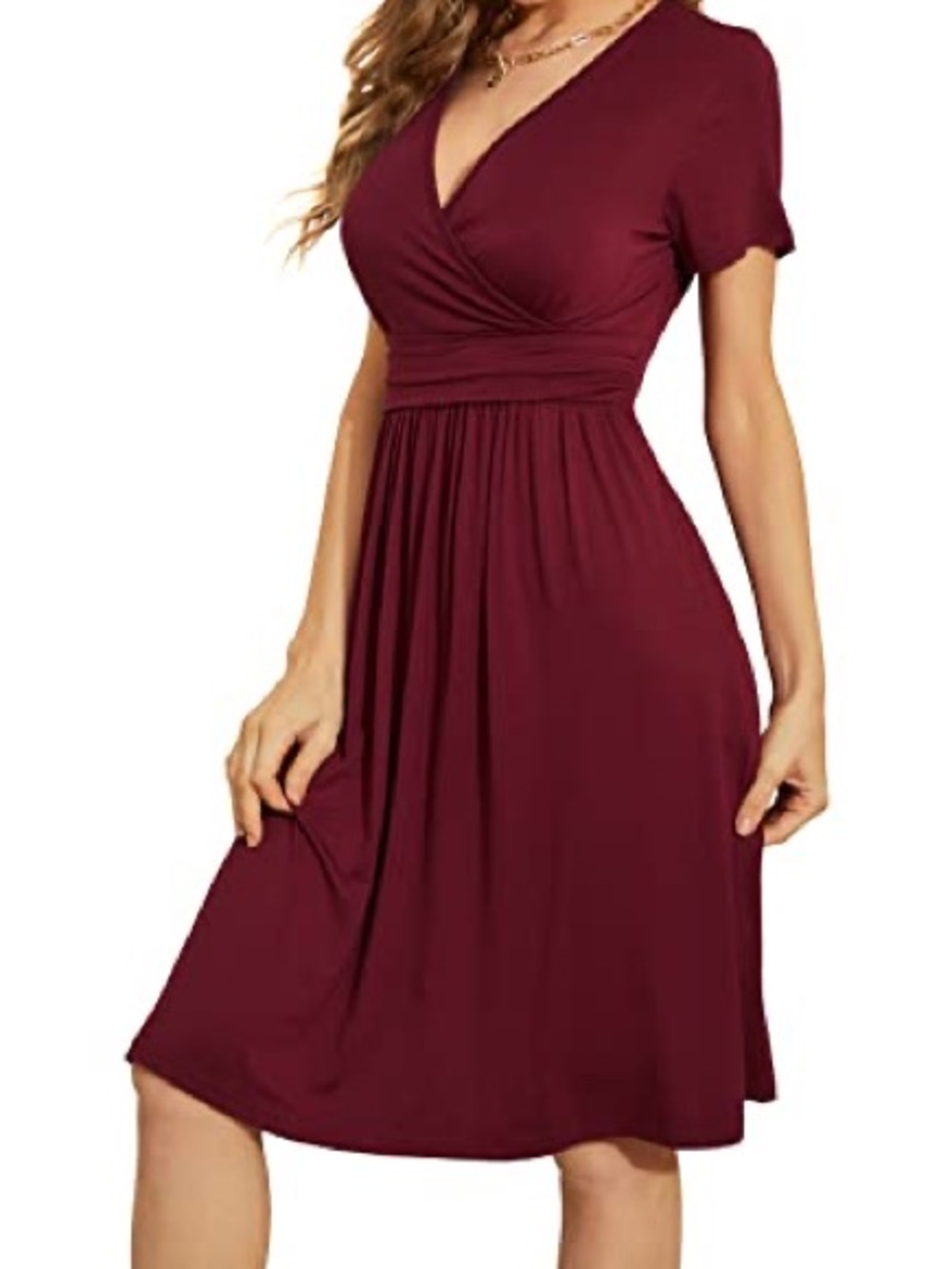 WEACZZY Women's Summer Short Sleeve Casual Faux-Wrap V-Neck Dress